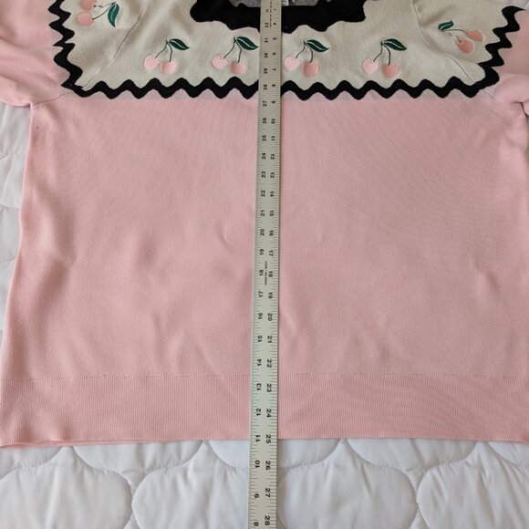Unique Vintage 3/4 sleeve pink cherries fair isle sweater EUC 4X 5X - Picture 7 of 10